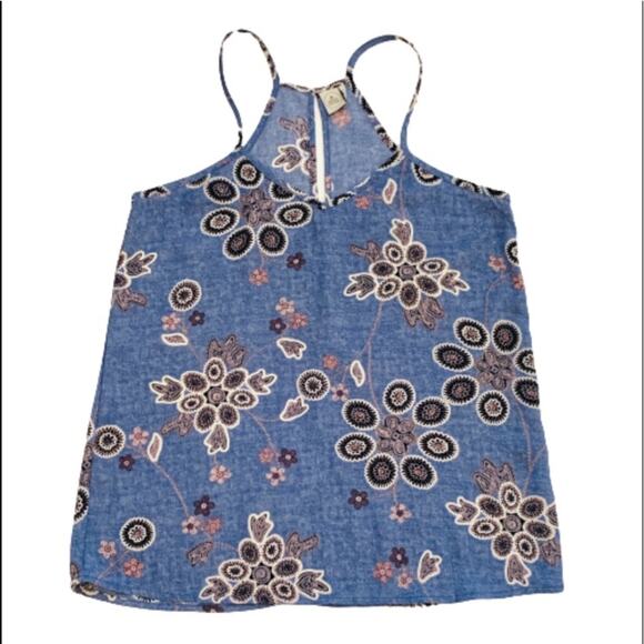 Paper Crane Top Blue Floral V-Neck Spaghetti Strap Top Size Small - Picture 7 of 11